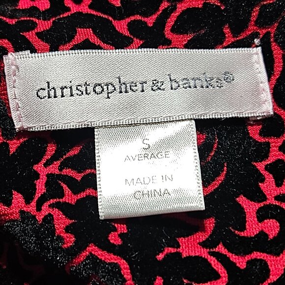 Christopher & Banks Red Black Velvet Floral Jacket Womens Size Small Full Zip - Picture 4 of 5